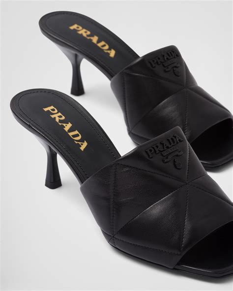 prada sandles|Prada heeled sandals.